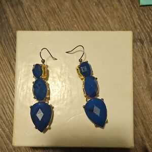 Express Elegant Blue and Gold Like Drop Earrings